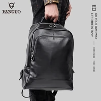 fashion genuine leather mens backpack large capacity 16 laptop rucksack cow leather school bag business male travel backapack