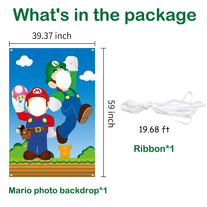 

Mario Brother Photo Booth Props Photography Backdrops Mario Brother Themed Photo Door Banner with Rope Party Decoration Supplies