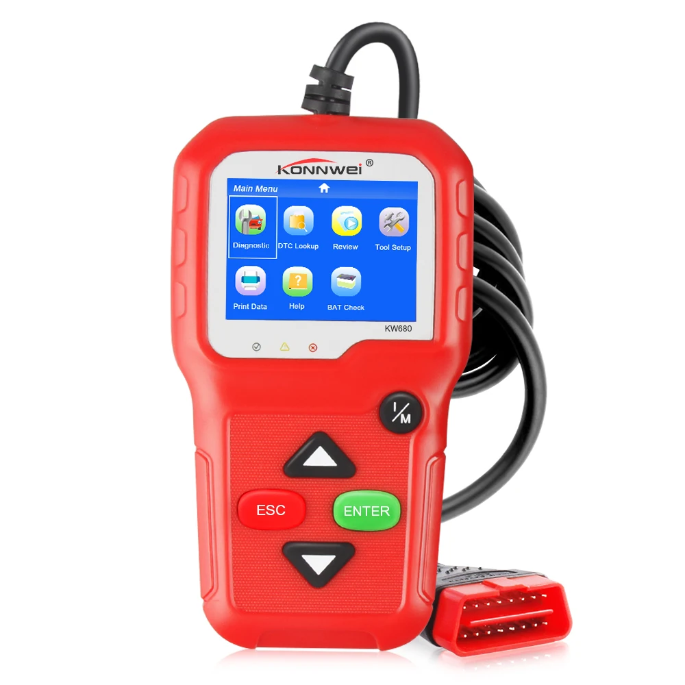 

Автомобильный сканер KONNWEI KW680 OBD2 EOBD, автомобильный диагностический сканер, считыватель ошибок