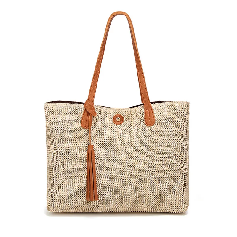 

New PVC Straw Handbags Summer Beach Women's Shoulder Bags Large Capacity Soft Simple Design Handmade Female Fashion Tote