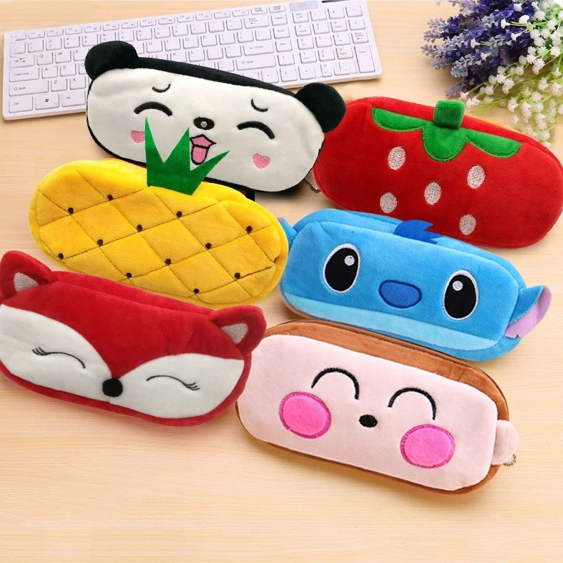 

1pc Pencil Case Kawaii Plush Animal Cartoon Cosmetic Storage Pouch Stationery Accessories for Gift Office Cute School Supplies