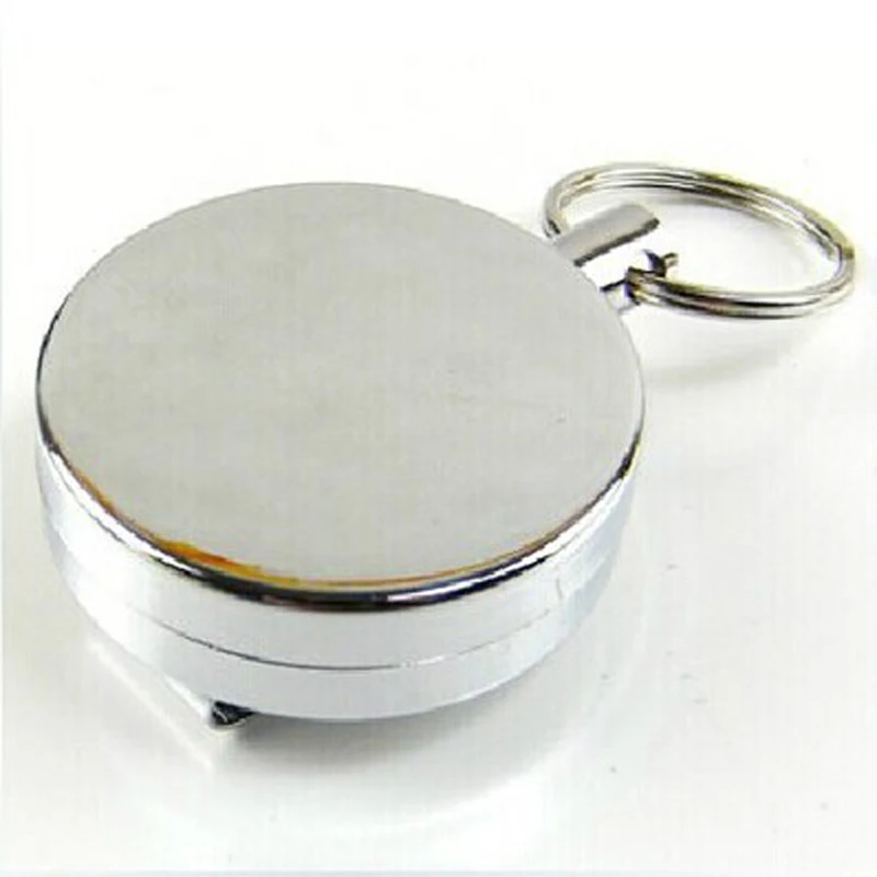

Card Badge Holder Reel Recoil Belt Clip Hot sale Unique Silver Metal Retractable Pull Key Chain Reel ID Badge Lanyard Name Tag