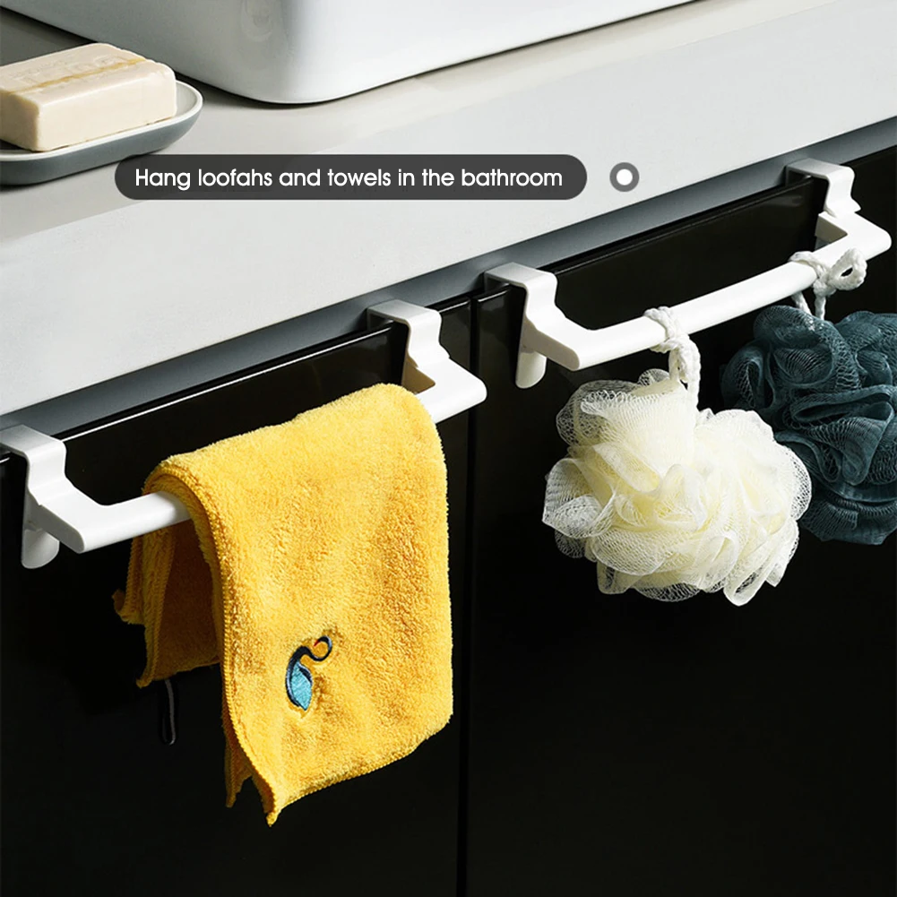 

1Pcs Plastic Hanging Holder Towel Rack Multifunction Cupboard Cabinet Door Back Kitchen Accessories Home Storage Organizer Ship