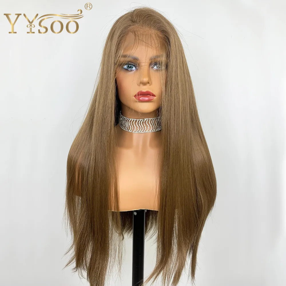 YYsoo Long Silky Straight Blonde Wig Synthetic Lace Front Wigs 13x4 for Women Futura Heat Resistant Hair Fiber Natural Hairline