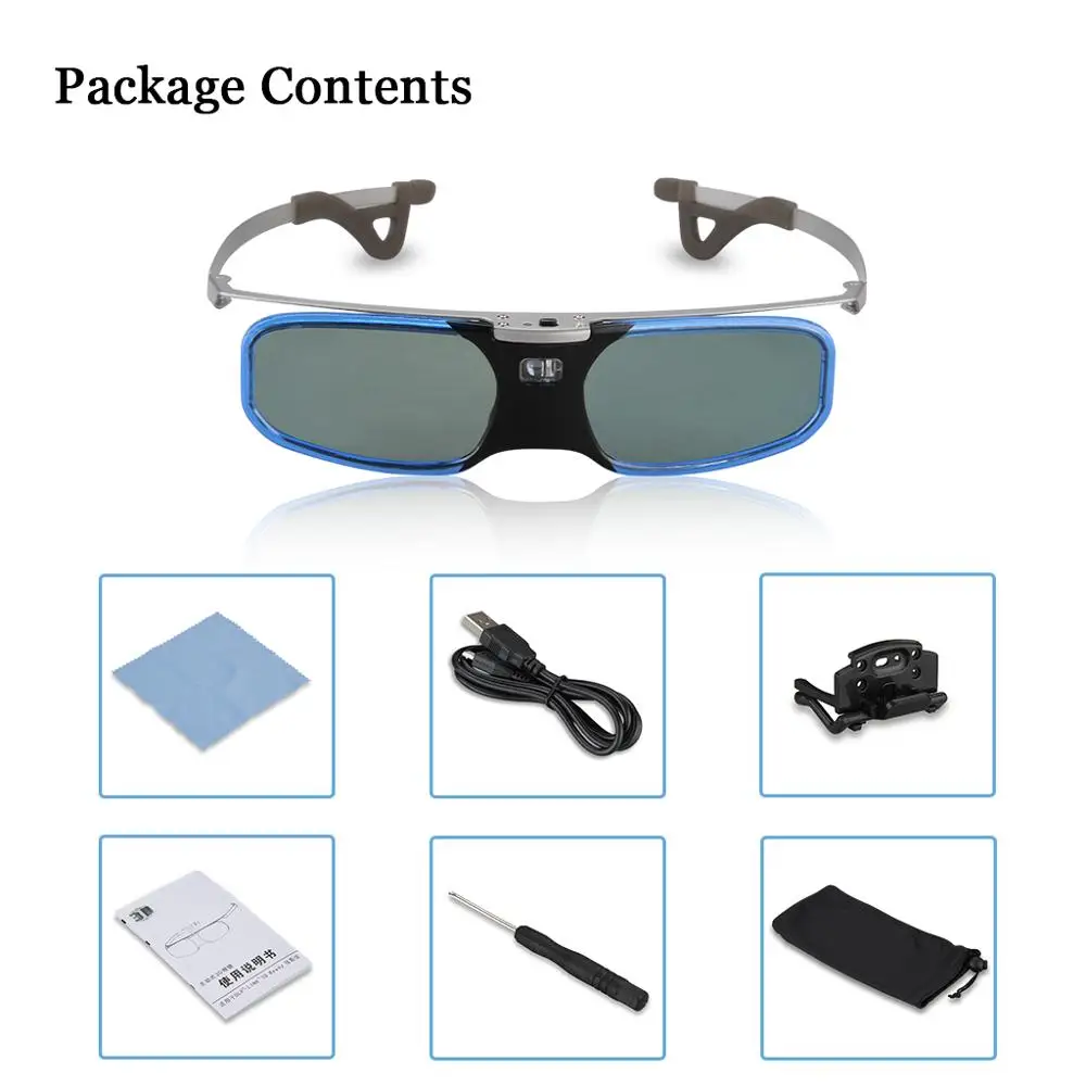 Excelvan RX30S 3D активные DLP-Link очки для Optama/acer/BenQ/NEC/View Sonic/Sharp/Dell все DLP-Link Проекторы