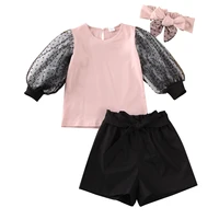 2020 baby summer clothing toddler children baby girl kids lace mesh sleeve topsshortsheaddress outfits sun protect clothes set
