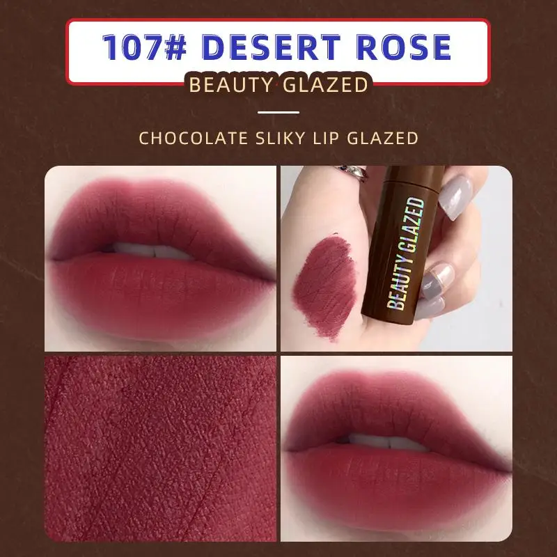 

Creative Chocolate Lip Glaze Liquid Lipstick Cosmetic Lightweight Lip Gloss Matte Velvet Waterproof Long Lasting Lip Tint TSLM1