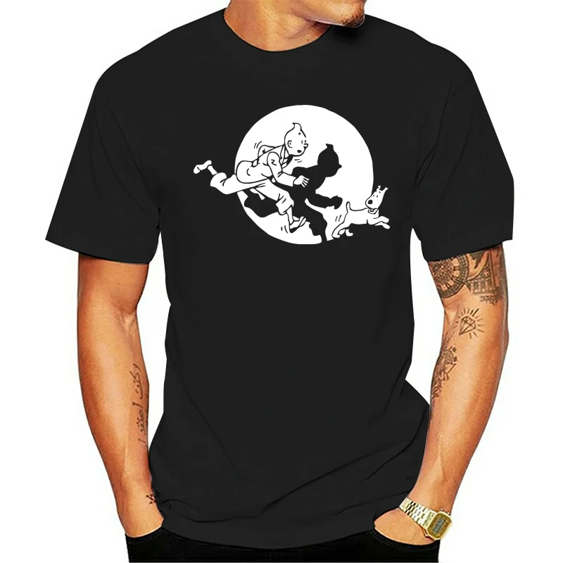 

FUNNY TINTIN AND SNOWY MOVIE FASHION PRESENT GIFT COOL UNISEX BLACK TSHIRT Gift Print T-shirt,Hip Hop Tee Shirt,NEW ARRIVAL Tees