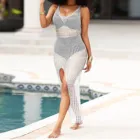 Пикантная прозрачная сетчатая вязаная туника, Пляжная накидка, накидки, длинное пляжное платье бикини, пляжная одежда, пляжная одежда, женское платье 2022