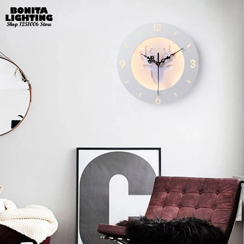 Прикроватный фон для телевизора настенный светильник часы Новая креативная