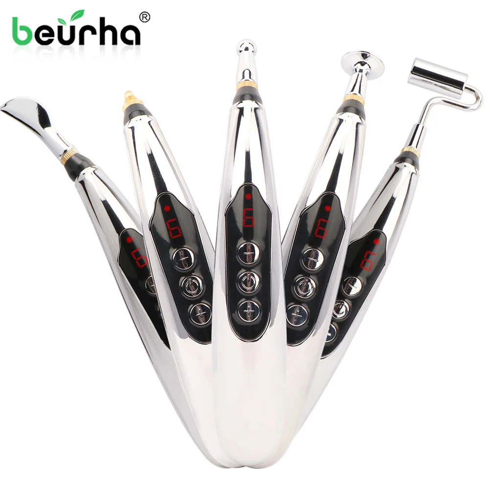 Электронная ручка для акупунктуры перезаряжаемая через USB массажа лица с 3/5