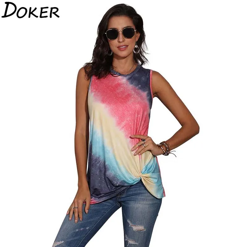 Женская футболка летняя с круглым вырезом без рукавов большие размеры модные