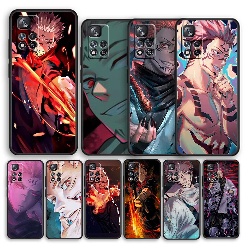 

Sukuna Jujutsu Kaisen Anime for Xiaomi Redmi Note 11 10S 10T 9T 9S 8T 7S 6 5A 4X Pro Max 5G 2021 Soft Black Phone Case Cover