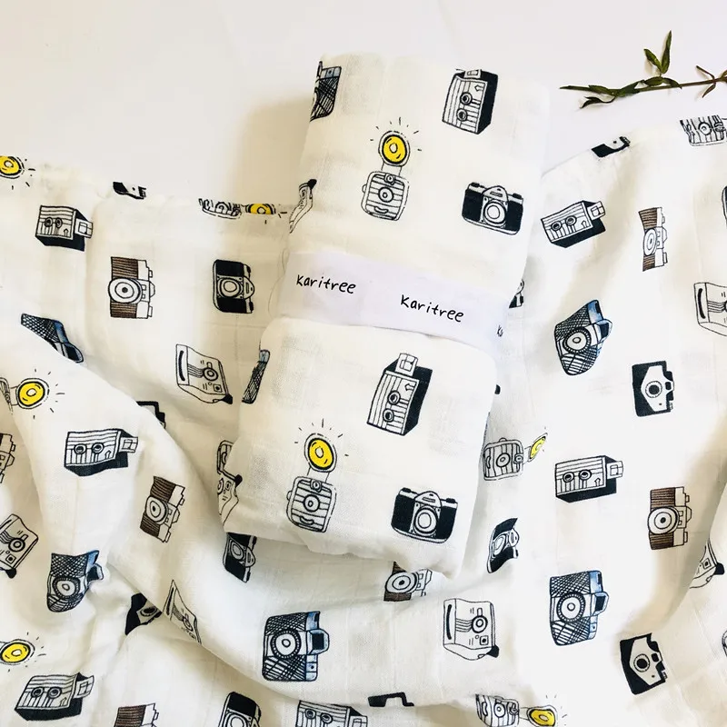 Печать новорожденных 47x47 дюймов Детские муслиновые пеленальные одеяла детские