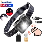 Налобный фонарь XHP50, светодиодный, сверхмощный, перезаряжаемый с фонарь для кемпинга датчиком движения