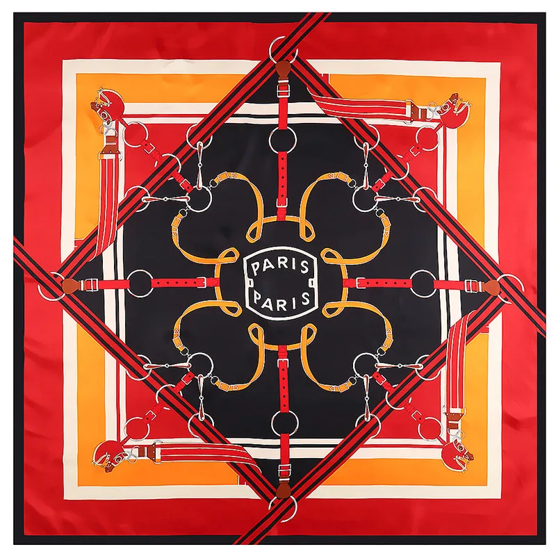 twill weave silk square scarf belt print neckerchief bandana women headwear shawl designer scarves large size 130*130 cm |