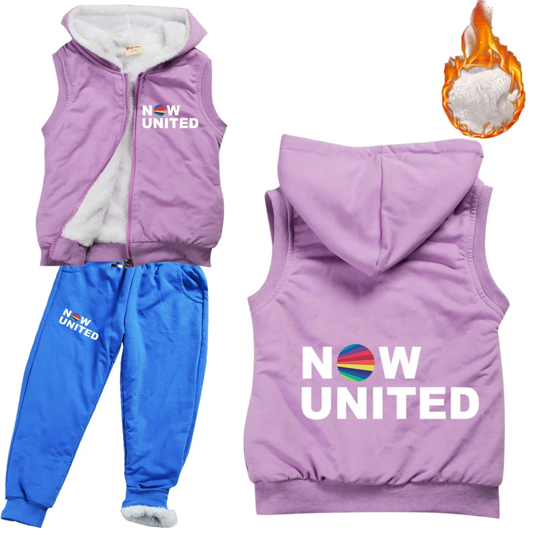 

Now United - Better Album Print Clothing Kids Winter Snow Warm Outfit Baby Boy Warm Vest Jacket Pants 2pcs Set Girls SportSuit