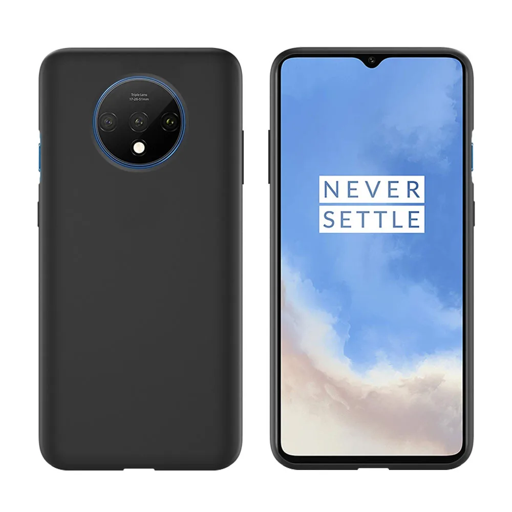 Для Oneplus 7T чехол для OnePlus 6t 6 мягкий жидкий силиконовый чехол для Oneplus 7 7T Pro ультратонкий противоударный полный защитный чехол - Цвет: Черный