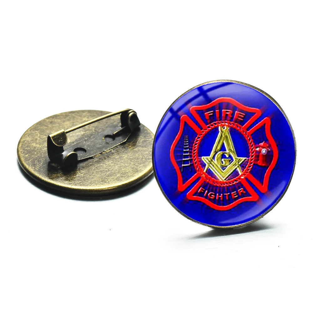 Азиатских пожарный символ значки брошь ручной работы пожарные узор стеклянная