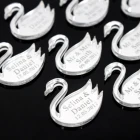 50 шт. персонализированные свадебные украшения, золотой, серебряный зеркальный Лебедь с именем на заказ, украшение для детского дня рождения, обеденного стола, обеденного стола