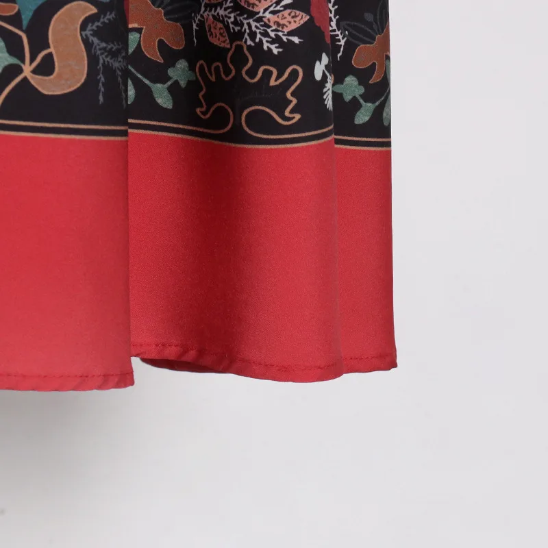 

Newest HIGH STREET Spring 2021 Designer Dress Women's Fashion Retro Print V-Neck Lace-Up Long Dress