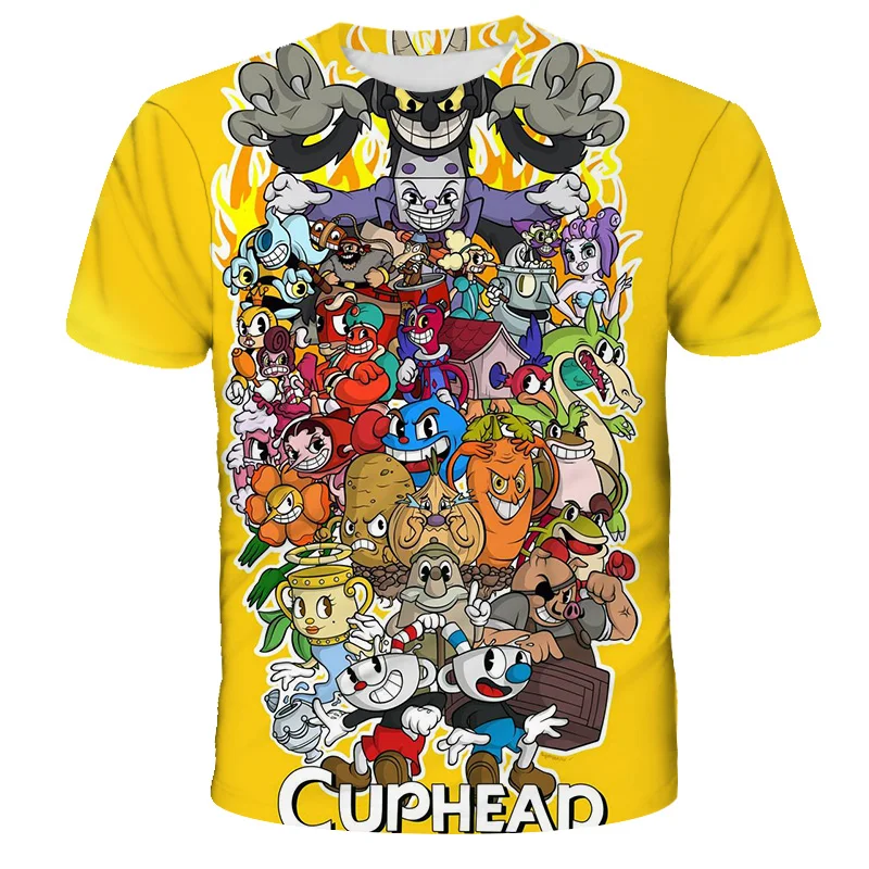 

2021 3D Cuphead Mugman Kids Print Girls Funny Cartoons Clothes Boys Children Tops Kids Clothes Baby Tshirts Men Women Clothing