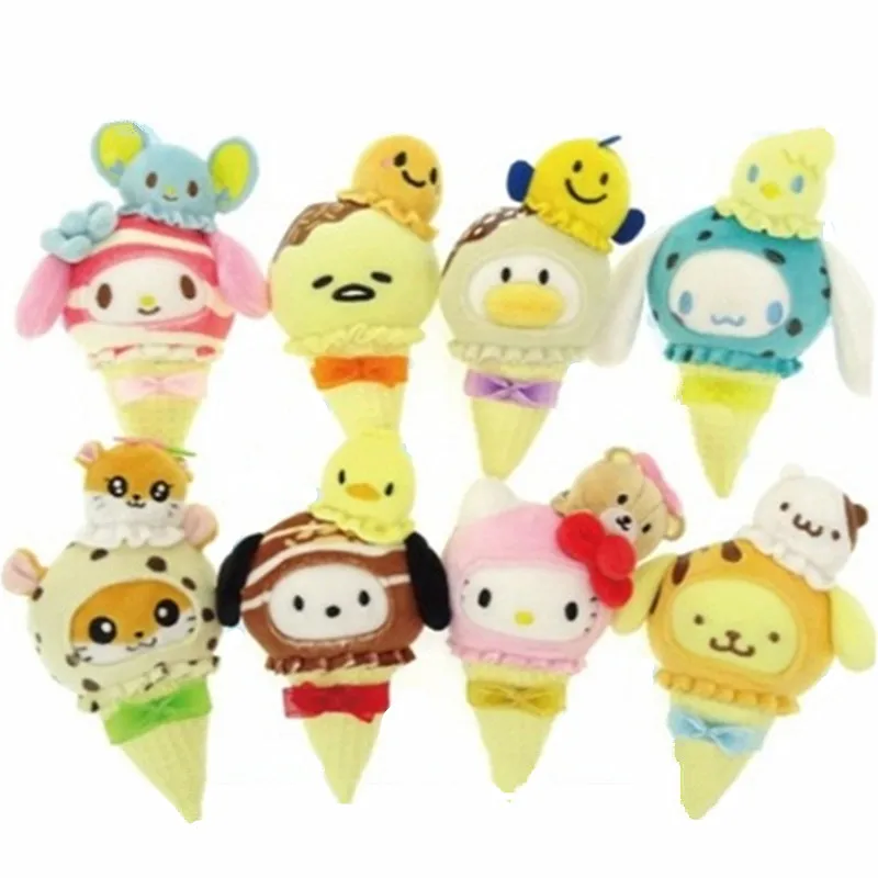 New Kawaii Ice cream Cat Dog Duck Plush Keychain Mini 12CM Small Pandent Kids Stuffed Toys For Children