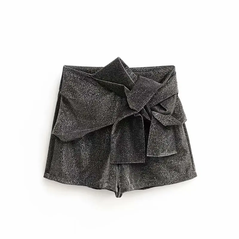 2020 женские модные блестящие шорты с украшением в виде банта шикарные на молнии