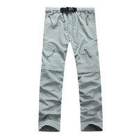 multi pockets solid color wear resistant adjustable waistband men removable trousers cargo pants for camping