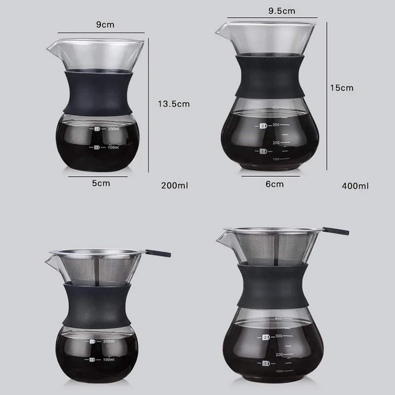 Стеклянный кофейник с фильтром из нержавеющей стали капельная термостойкая