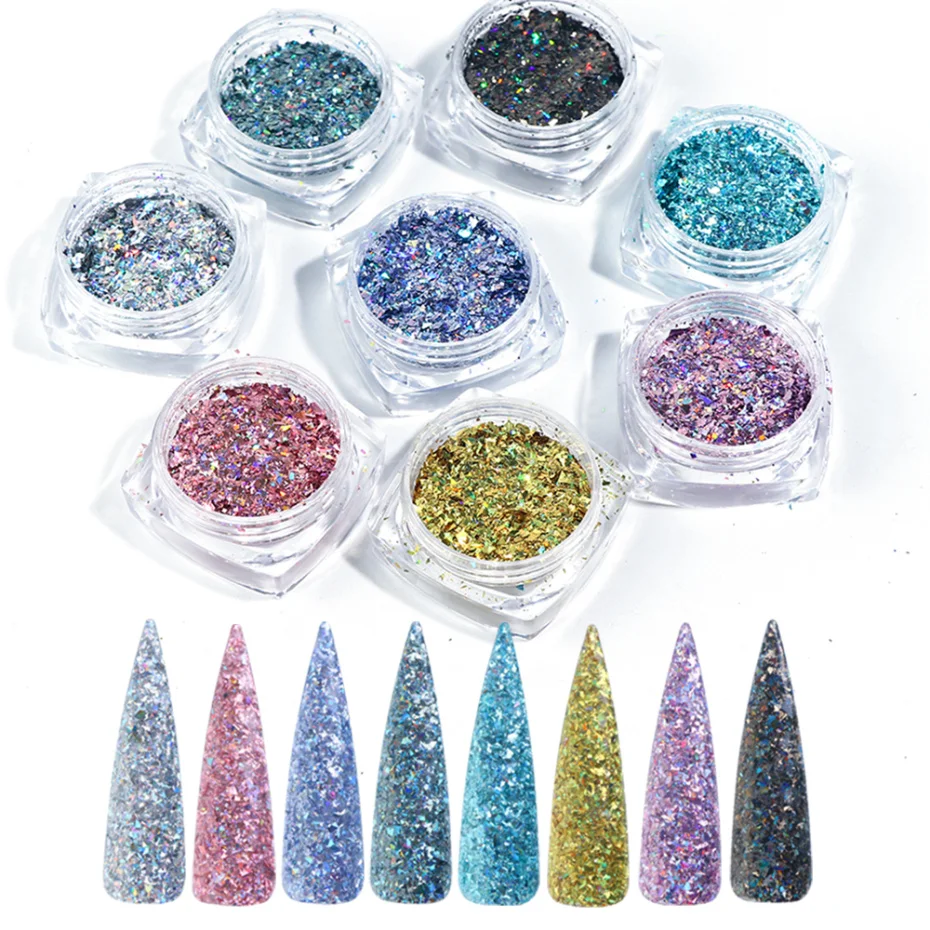 8 коробок чешуйки Блестящие Блестки для ногтей Необычные блестящие