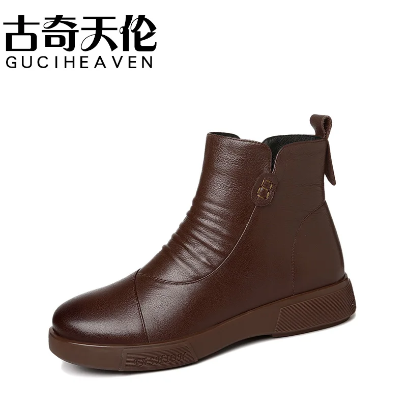 

Round Toe Square Heel Warm Mid-up Boots 2021 Winter New Rhinestone Decorative Side Zipper Casual Women's Boots