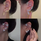 Блестящие циркониевые клипсы для ушей, серьги-бабочки для женщин, золотой, серебряный цвет, снежинка, не пирсинг, клипсы, серьги, модные ювелирные изделия