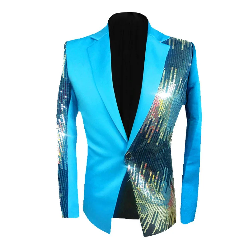 

PYJTRL Blazer Men Nightclub Singer Casual Suit Sequins Blazers
