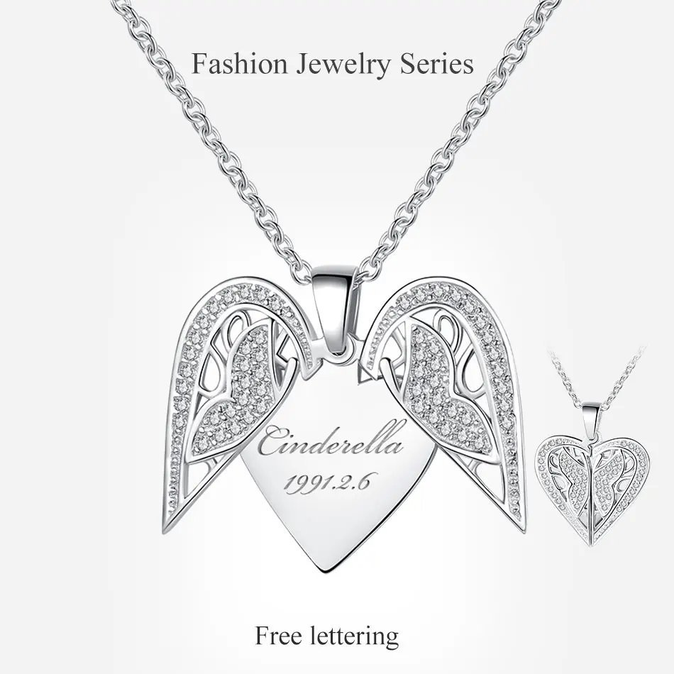 Персонализированное ожерелье в форме сердца с кристаллом-бабочкой на заказ