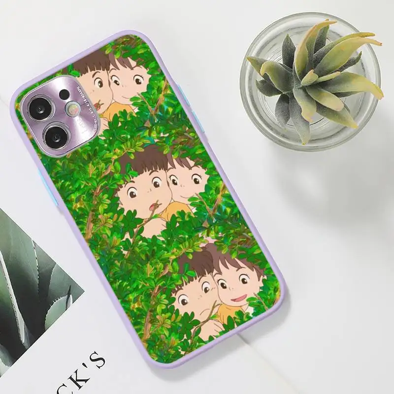 

Ponyo on the Cliff Phone Case For iPhone 12 11 Mini Pro XR XS Max 7 8 Plus X Matte transparent Purple Back Cover