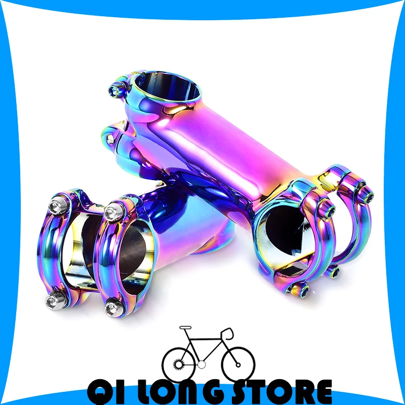 

MTB Road bike Colorful Handlebars plus or minus 7/17 degrees Folding bike 31.8*28.6mm Aluminum alloy Bicycle stem 60/70/80/90mm