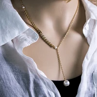 2021 summer new 8 character adjustable temperament sweet wheat ear natural pearl necklace female fresh clavicle chain jewelry