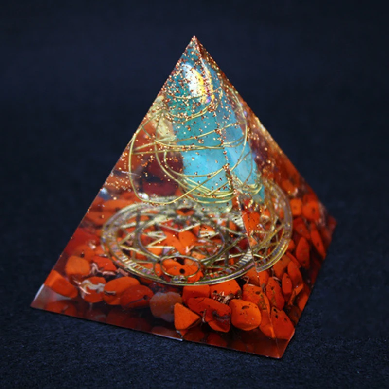 

Orgonite Pyramid Healing Energy Metatron Orgone Natural Crystal Rock Quartz Red Stone Wand Sacred Reiki Chakra Yoga SPA Jewelry
