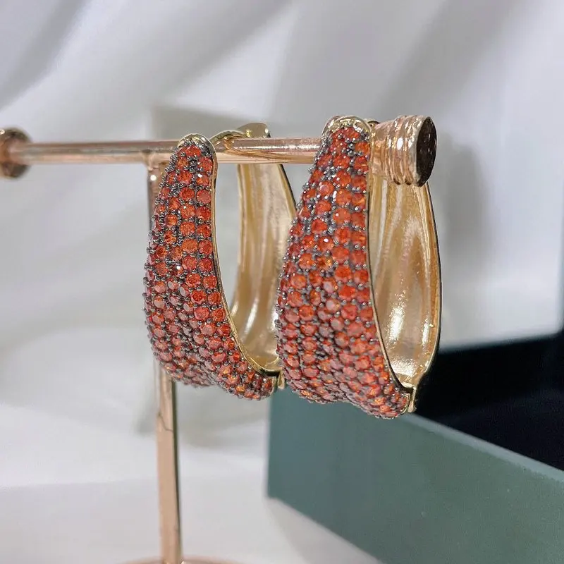 

Bilincolor Orange Cubic Zirconia Hoop Earrings for Women