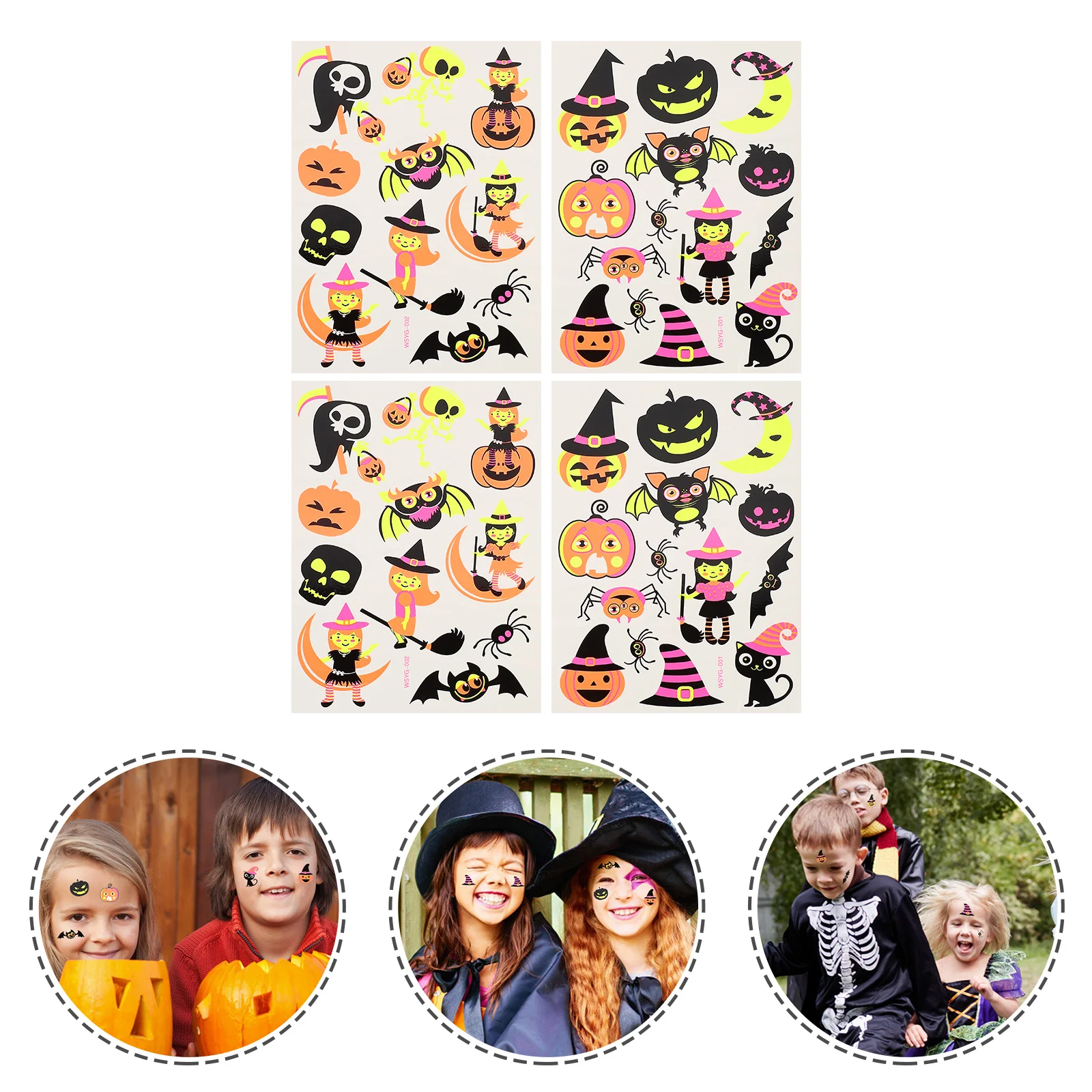 

4 листа, детские наклейки для лица