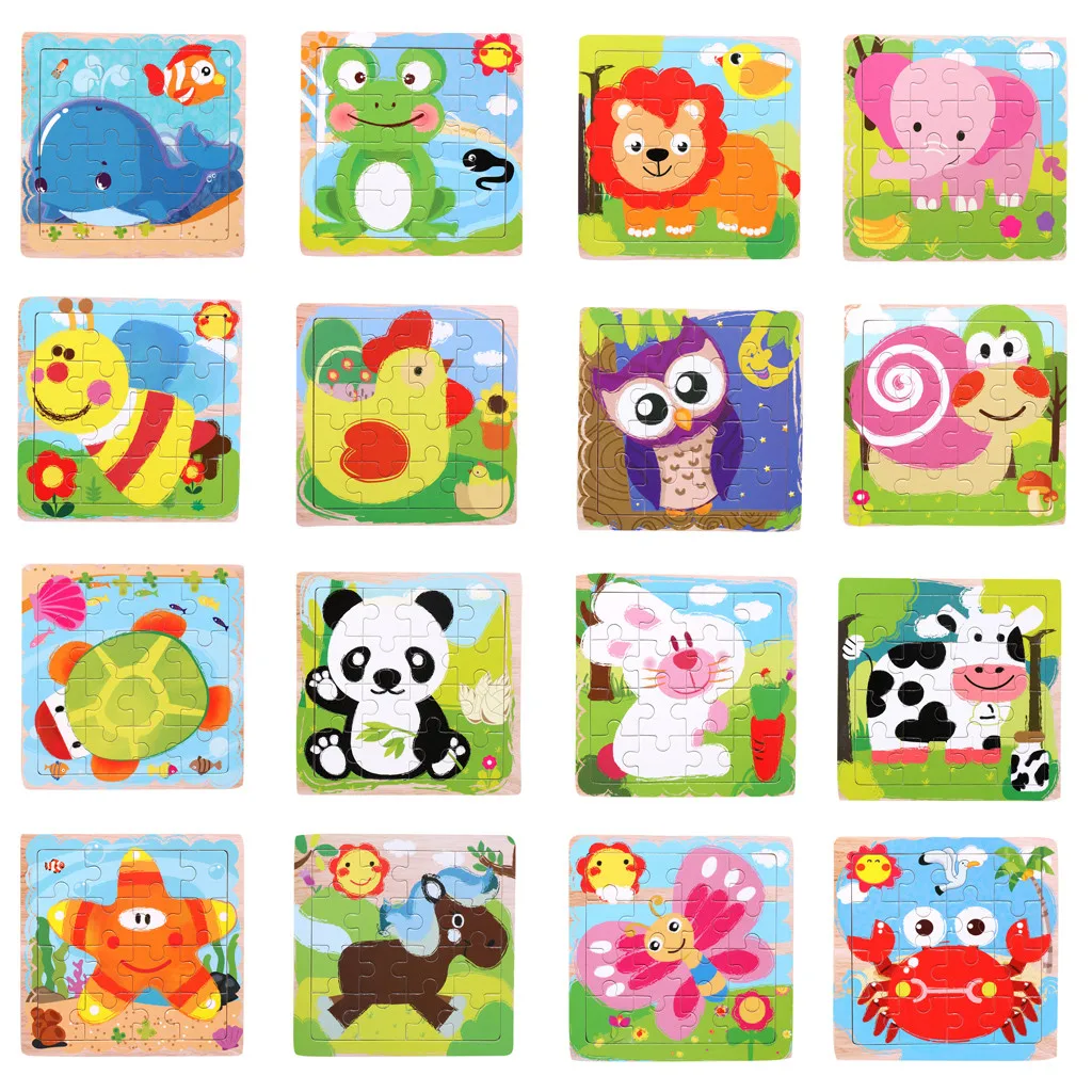 Детские деревянные пазлы с различными узорами ранние головоломки Обучающие