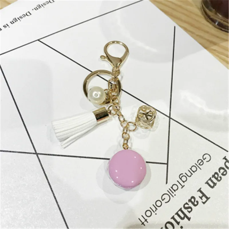 

Creative Macaron Simulation Cake Key Chain Fashion Tassel Car Bag Jewelry Pendant Key Ring Jewelry Gift Wholesale