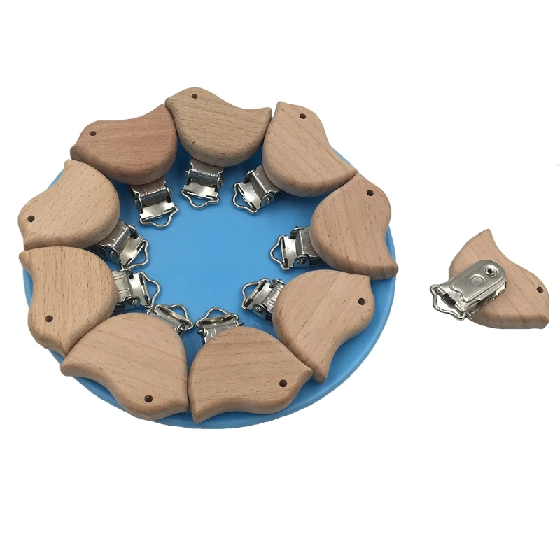 

Natural Beech Wood Baby Pacifier Clips Dummy Clips DIY Pacifier Chain Accessory