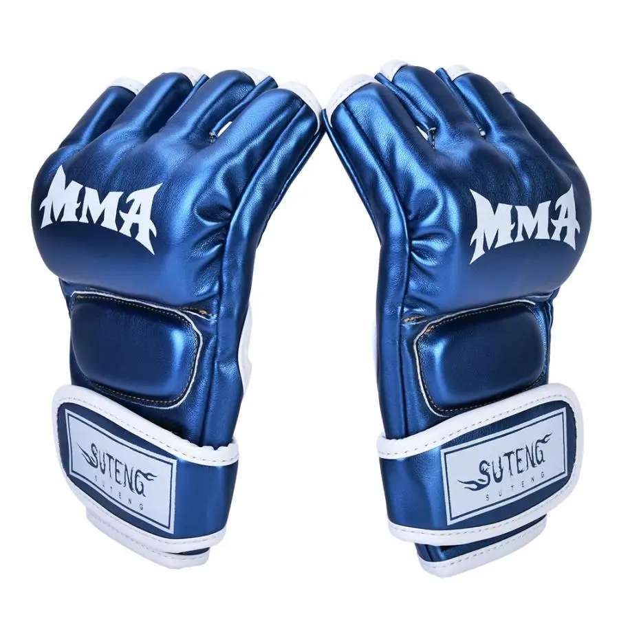 Утолщенные боксерские перчатки дышащие тренировочные на полпальца для пробивки