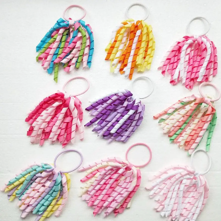 Ленты для хвоста с кисточками девочек эластичные школьные ленты 5 дюймов бантом