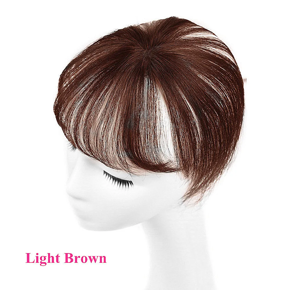 Light Brown 360 невидимые человеческие волосы, челка, бесшовное, прозрачное, кружевное челка, на клипсах, на воздухе, бразильские человеческие волосы с бахромой, не Реми, светильник, коричневый - Цвет: Light Brown