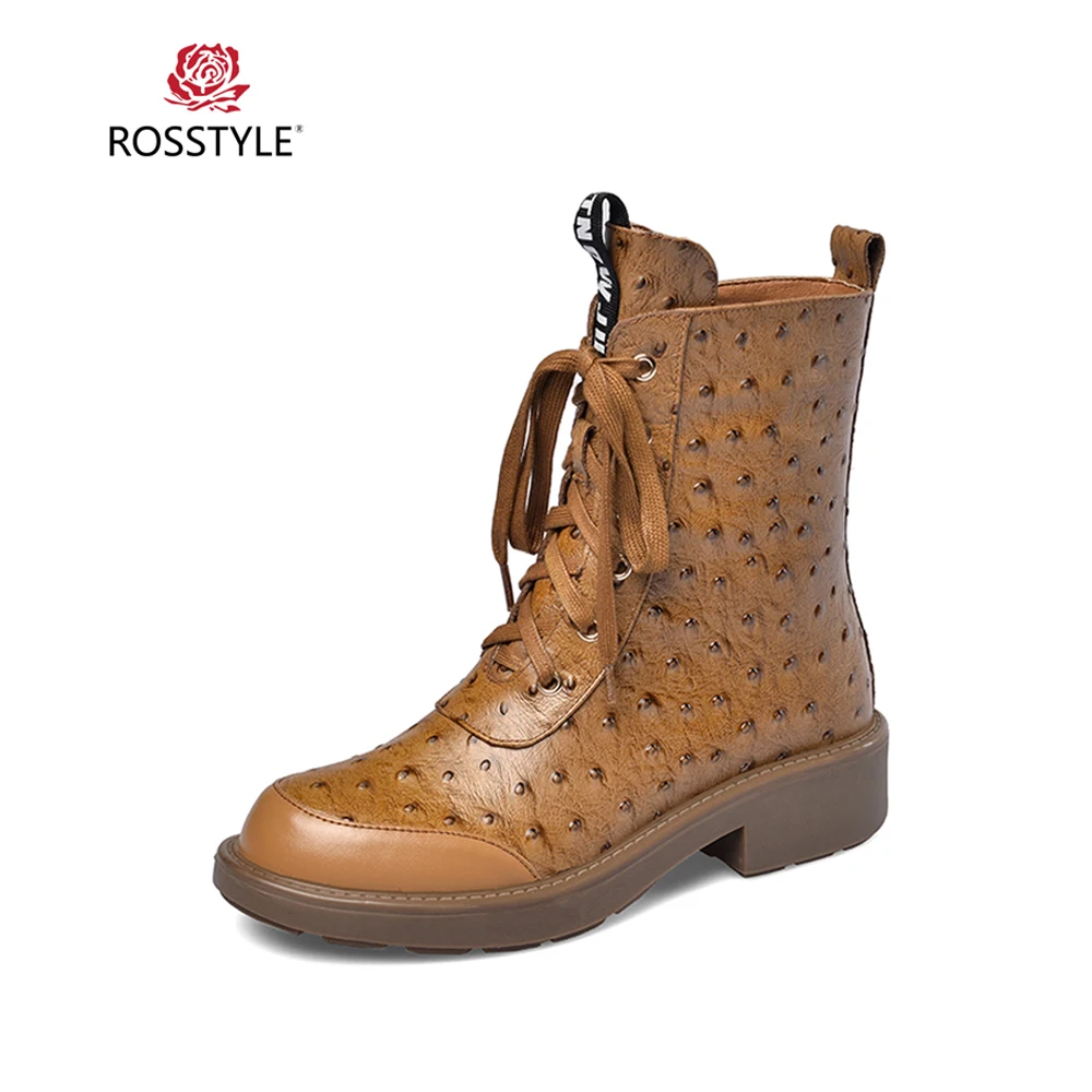 ROSSTYLE/модные женские ботильоны для верховой езды Роскошные туфли из натуральной