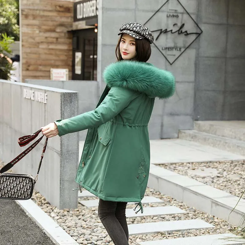 Женская парка с капюшоном теплая длинная мехом большие размеры зима 2019 | одежда