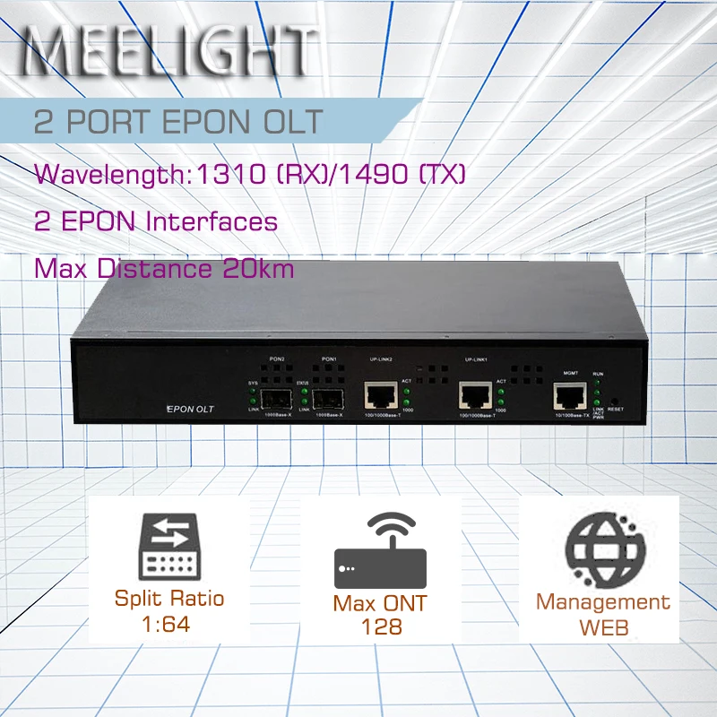 EPON OLT 2 порта волоконно оптическое оборудование 1 25G профессиональная портативная